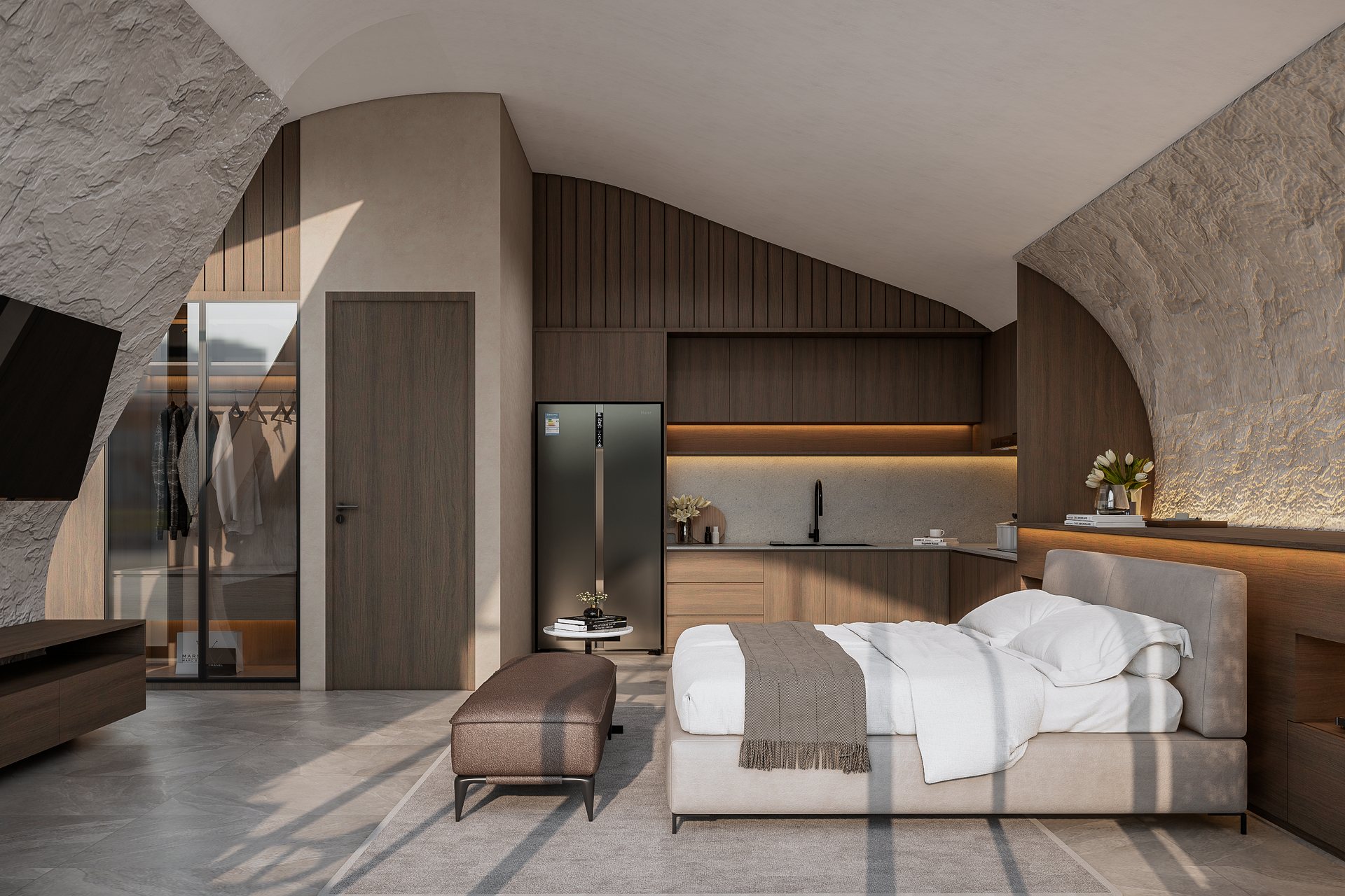 Modern Mediterranean suite with pale finishes